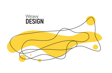 Organic form dynamic waves and lines background element. Yellow vector isolated map design liquid shapeのイラスト素材