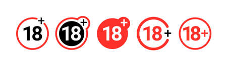 18 plus adult only vector sign icon. 18 plus symbol warning badge circle logoのイラスト素材