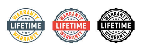 Lifetime warranty limited stamp round tag. Warranty extended guarantee iconのイラスト素材