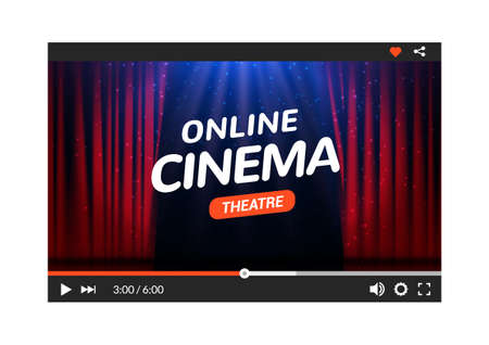 Online cinema banner film video player. Vector screen template cinema banner hollywood interfaceのイラスト素材