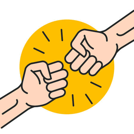Fist bump icon hand. Strong fight vector friendship bro flat fist bump icon desingのイラスト素材