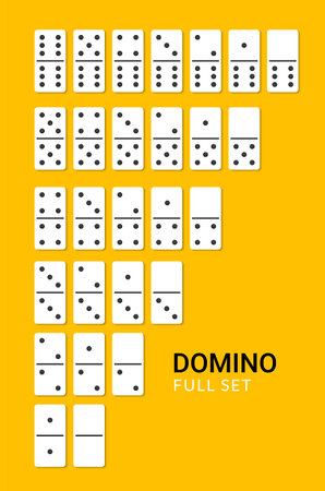 Domino vector set piece game board flat icon. Domino card set vector gameのイラスト素材