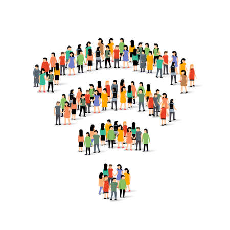 Free internet people wifi concept public zone vector illustration hotspot logo signalのイラスト素材