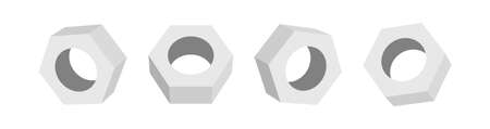 3D washer nut bolt hex construction metal vector illustration. Screw nut bolt washer iconのイラスト素材