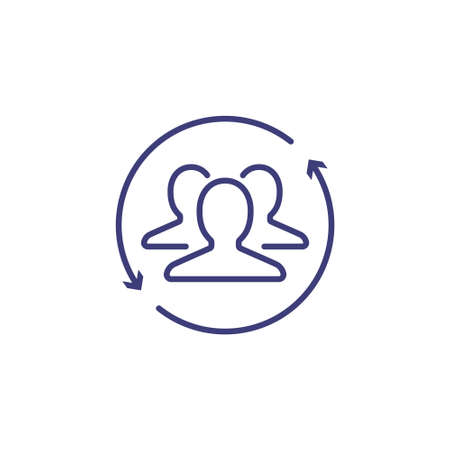 Hr employee retention staff icon. Update resource change human logo arrow concept
