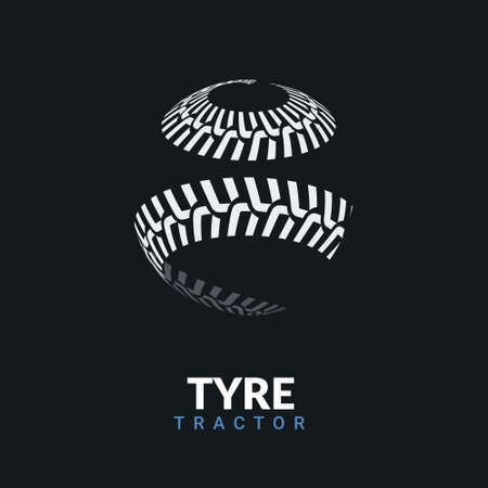 Tire logo tractor design. Tyre track wheel race service sign backgroundのイラスト素材