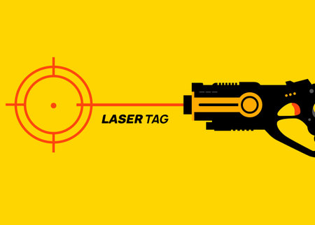 Laser tag gun game icon. Vector laser tag futuristic logo weaponのイラスト素材
