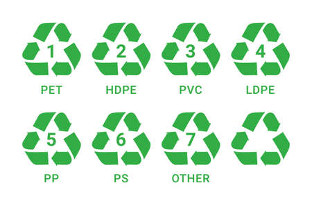 Recycle symbol plastic icon. Hdpe pp pet vector sign reuse plastic recycle material pictogramのイラスト素材
