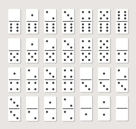 Domino vector set piece game board flat icon. Domino card set vector gameのイラスト素材
