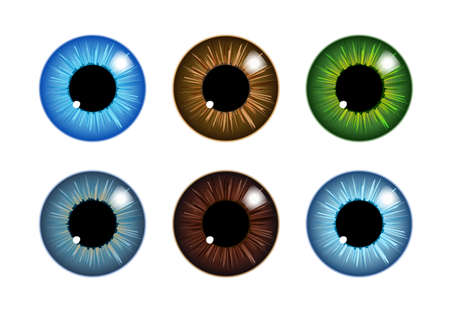 Eye logo iris pupil icon. Flat health hospital ophthalmologist eye logoのイラスト素材