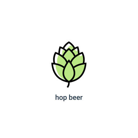 Hop icon vector beer cone pine illustration leaf art bud green decoration. Beer fresh hop icon isolated.のイラスト素材