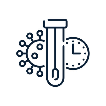 Covid pcr test vector line icon. Corona virus covid19 tube test medical laboratoryのイラスト素材