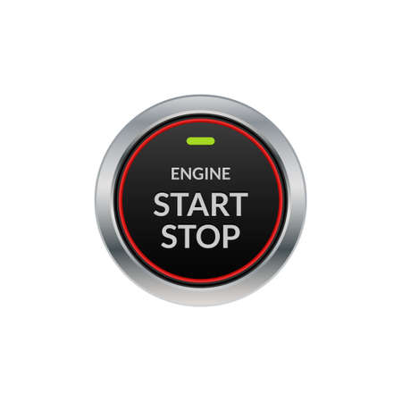 Car engine start stop button ignition. Push circle button engine stop start qualityのイラスト素材