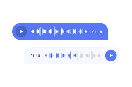 Voice message sound vector bubble ui icon. Voice message record phone conversation digital screen ui.のイラスト素材