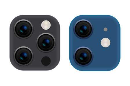 Camera phone lens mobile 3d vector icon. Smart phone camera lense back concept