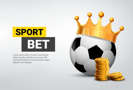 Sport bet soccer ball crown game illustration. Vector soccer sport bet football winner backgroundのイラスト素材