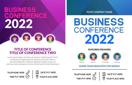 Business conference template banner design corporate seminar. Business meeting forum posterのイラスト素材