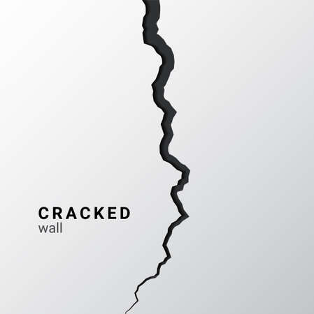 Crack vector wall line effect. Ground broken cracked wall earthquake isolated backgroundのイラスト素材