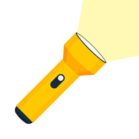 Flashlight torch hand illustration. Pocket vector light lamp lantern design torchのイラスト素材