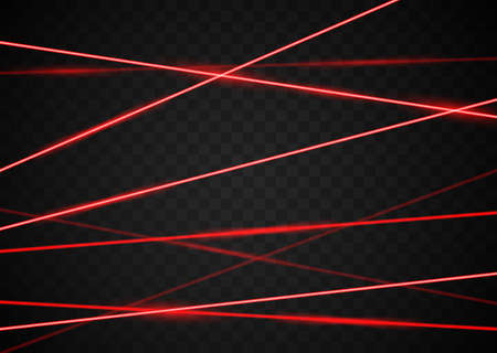 Laser beam red light. Vector laser beam line ray glow effect energy