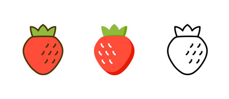 Strawberry vector flat icon clipart. Fruit strawberry isolated fresh logo design simple icon.のイラスト素材