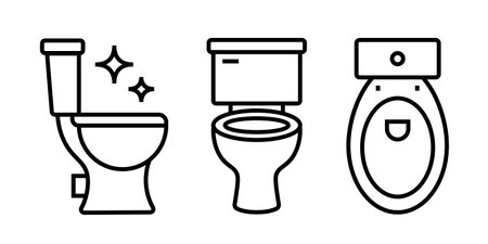 Toilet line icon bowl sanitaryware vector bathroom. Bidet toilet line iconのイラスト素材