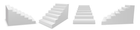 White 3d stair mockup room front stand background. 3d stair podium showcase design concept.のイラスト素材