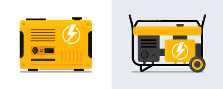 Portable electric power generator. Electric charger diesel portable flat generator iconのイラスト素材