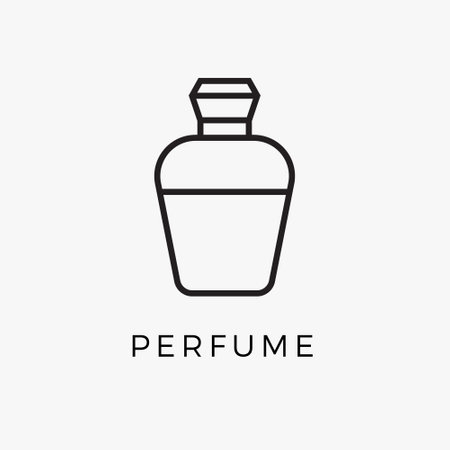 Perfume bottle line icon vector fragrance linear spray art cosmetic flat icon. Perfume illustration scent bottle design deodorant.のイラスト素材