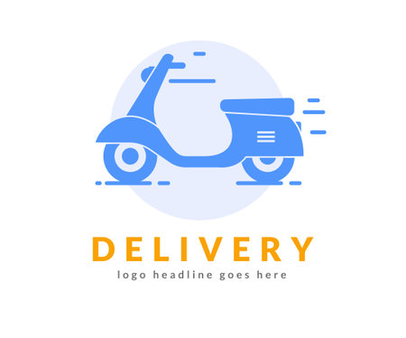 Express bike delivery scooter vector icon. Motorbike pizza fast food delivery free express shipmentのイラスト素材