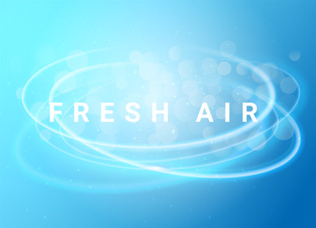 Blue waves fresh air aroma vector abstract clean flow technology condition design wavy pattern stream.のイラスト素材