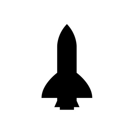 Rocket silhouette illustration astronaut vehicle icon. Rocket launch vector missle spaceship future speed cartoon concept.のイラスト素材