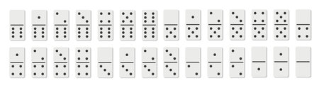 Domino vector set piece game board flat icon. Domino card set vector gameのイラスト素材