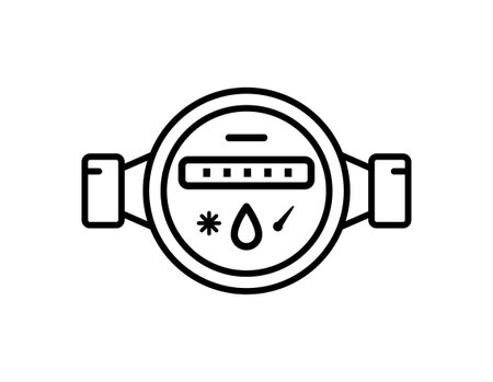Water meter icon vector consuption water use. Gas meter valve flat line icon.のイラスト素材