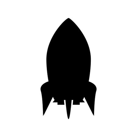 Rocket silhouette illustration astronaut vehicle icon. Rocket launch vector missle spaceship future speed cartoon concept.のイラスト素材