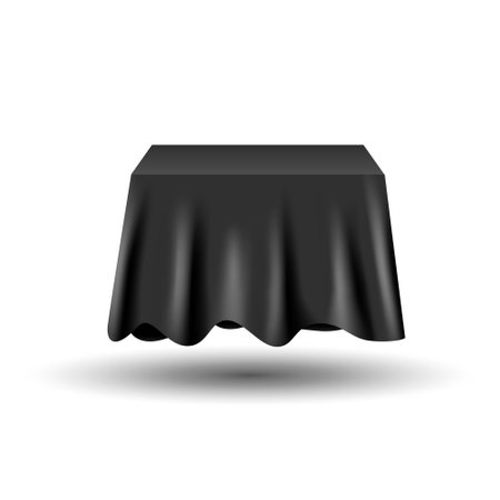 Reveal cloth black silk stage background fabric award. Unveal 3d box curtain black design silk.のイラスト素材
