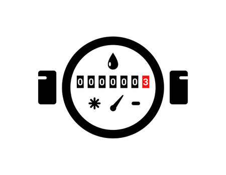 Water meter icon vector consuption water use. Gas meter valve flat line icon.のイラスト素材