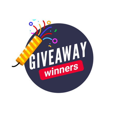 Giveaway winner gift contest banner text vector post template. Give away win concept competition reward design.のイラスト素材