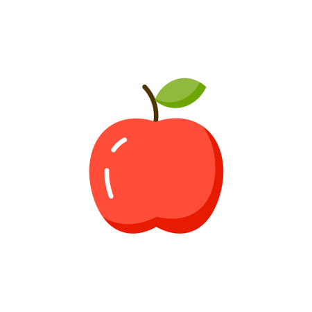 Apple vector flat nutrition healthy snack symbol. Apple fruit isolated organic iconのイラスト素材