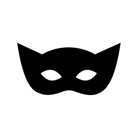 Superhero mask vector black icon. Silhouette hero cartoon character comic face. Flat black superhero costume design maskのイラスト素材