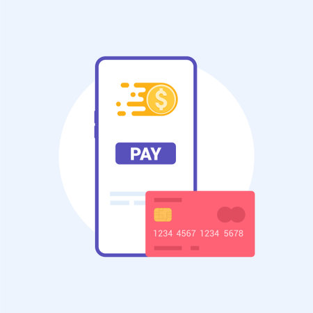 Mobile payment phone digital electronic card. Mobile payment icon smartphone card business currency modern money transaction.のイラスト素材