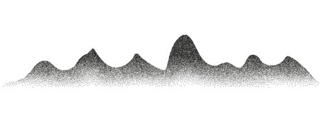Grain mountain texture noise sand black artwork gradient dot effect stipple. Dotwork mountain background.のイラスト素材