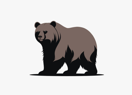 Bear black vector grizzly logo icon. Bear flat silhouette mountain animal illustration shape symbol design.のイラスト素材