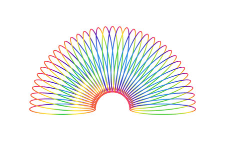 Colorful spring toy expanding in shape, rainbow-colored slinky illustrationのイラスト素材