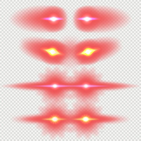 Laser red eyes meme game superhero vector template illustration. Comic red eyes laser red meme overlay.のイラスト素材