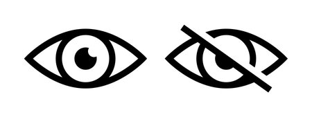 Eye password hidden view private vector icon. Hidden eye password look web icon design.のイラスト素材