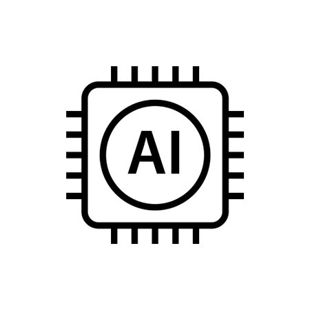 Artificial intelligence AI processor chip vector icon. Processor circuit ai line icon logo business technology symbol.のイラスト素材