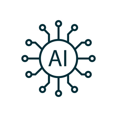 Artificial intelligence AI processor chip vector icon. Processor circuit ai line icon logo business technology symbol.のイラスト素材