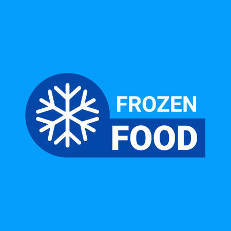 Keep frozen vector logo illustration. Frozen product label badge pictogram. Winter frozen food symbol sticker packaging.のイラスト素材