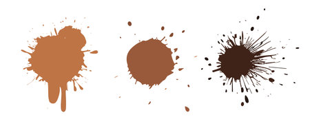 Splatter ink vector dirt stain brown brush. Paint inkblot black blob ink splatter grunge isolated background design.のイラスト素材